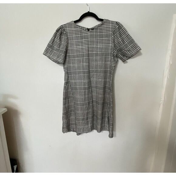 Zara Cute Gingham Plaid Shift Dress Short Sleeve Small Black and White Small - Picture 4 of 10